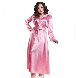 Long pink silk robe